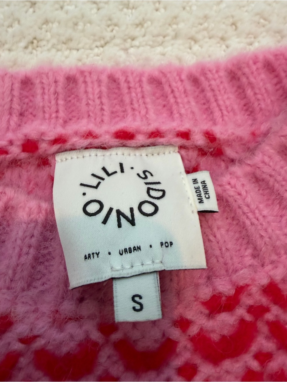 ANTHROPOLOGIE Lili Sidonio Pink Red Two-Tone Knit Sweater Womens Crewneck Small - Picture 7 of 8
